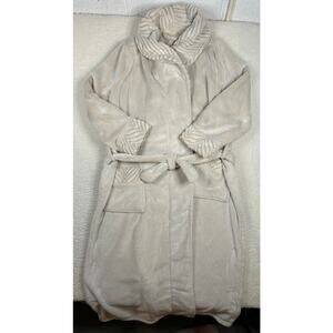 Soft Surroundings Womens Size L Royal Plush Robe Pockets Belt Maxi Luxury Ivory